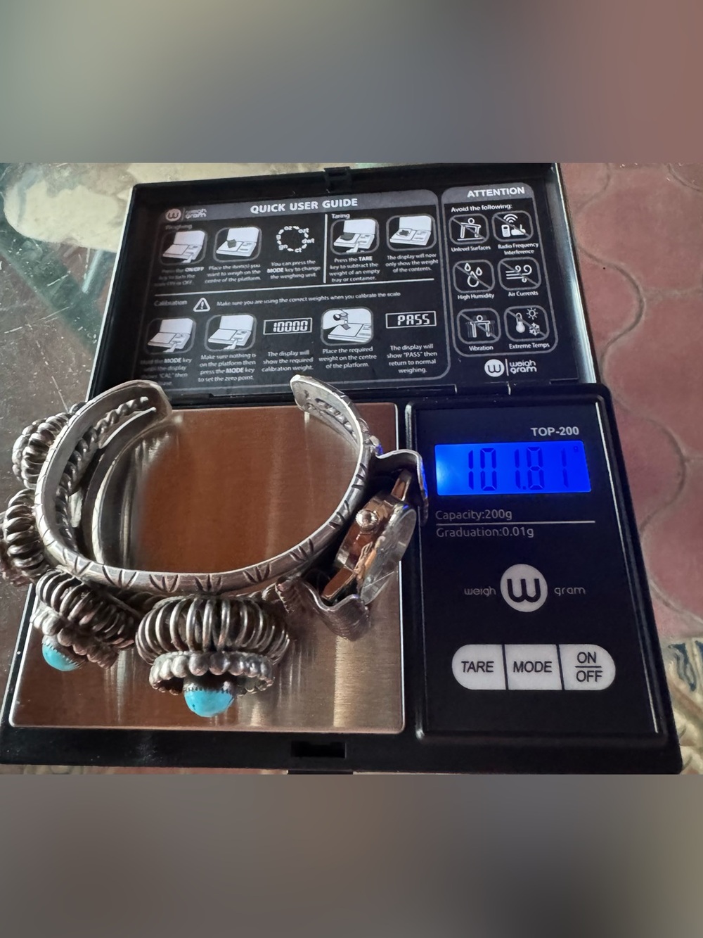 Vintage Native American Navajo Heavy Sterling Silver Bracelet Quality Turquoise!